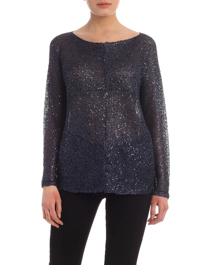 Shop P.a.r.o.s.h Tone-on-tone Sequins Sweater In Blue