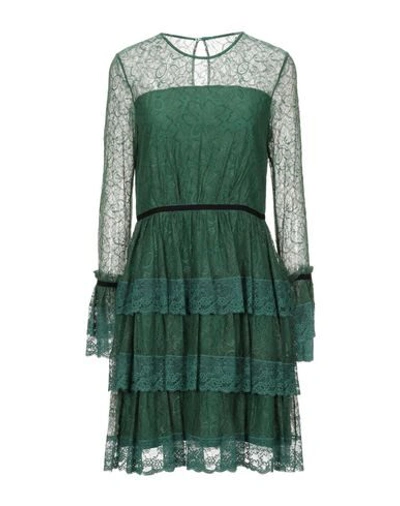 Shop Atos Lombardini Woman Mini Dress Emerald Green Size 6 Cotton, Polyamide, Viscose