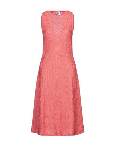 Shop M Missoni 3/4 Length Dresses In Salmon Pink