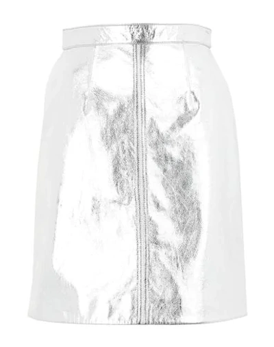 Shop Alexa Chung Alexachung Leather Pencil Skirt Woman Midi Skirt Silver Size 6 Soft Leather