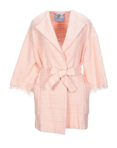Shop Blumarine Woman Overcoat & Trench Coat Apricot Size 8 Cotton, Viscose, Polyamide In Orange
