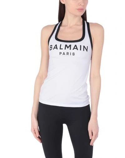 Shop Balmain Woman Top White Size 10 Polyamide, Elastane, Polyester