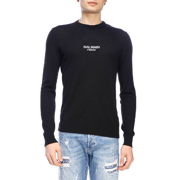 Balmain Crew-neck Sweater With Logo In Black | ModeSens