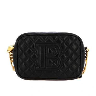 Shop Balmain Camera Bag In Quilted Leather In Black