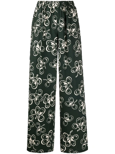 Shop Aspesi Wide-leg Cotton Trousers In Green