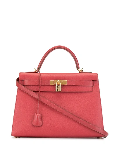 Pre-owned Hermes 2000 Kelly 32 Sellier Tote Bag In Red