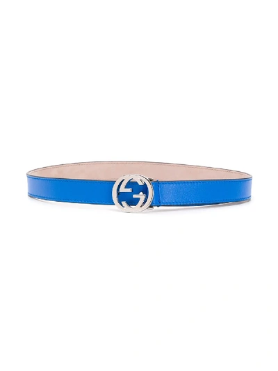Shop Gucci Logo-buckle Belt In Blue