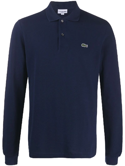 Shop Lacoste Long Sleeve Polo Shirt In Blue