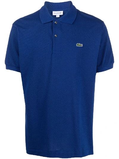 Shop Lacoste Logo Embroidered T-shirt In Blue