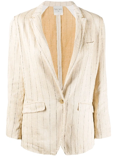 Shop Forte Forte Striped Lightweight Blazer In Neutrals