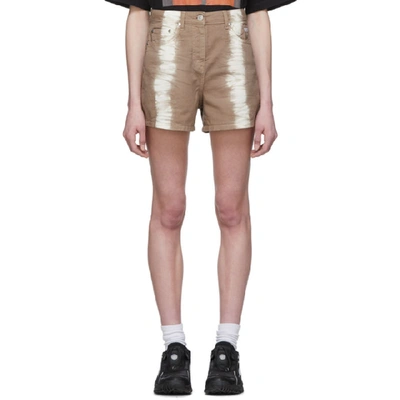 Shop Msgm Beige Tie-dye Denim Shorts In 23 Beige