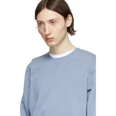 Shop Sunspel Blue Loopback Sweatshirt In Blue Sky