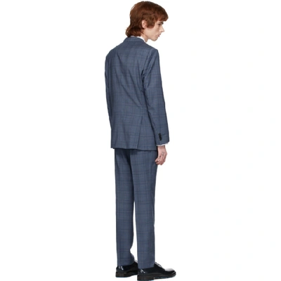 Shop Hugo Boss Boss Blue Check Stretch Tailoring Suit In 426 Blue Ch