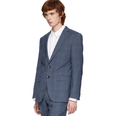 Shop Hugo Boss Boss Blue Check Stretch Tailoring Suit In 426 Blue Ch