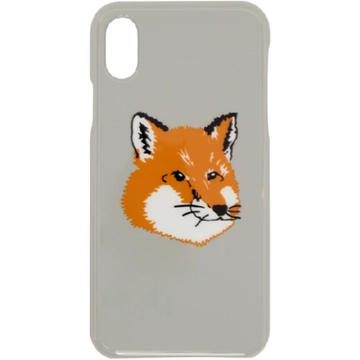 Shop Maison Kitsuné Maison Kitsune Grey Fox Head Iphone X Case In Lg Lt Grey