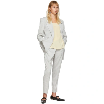 Shop Proenza Schouler Grey Draped Suit Trousers In 01012 Grey