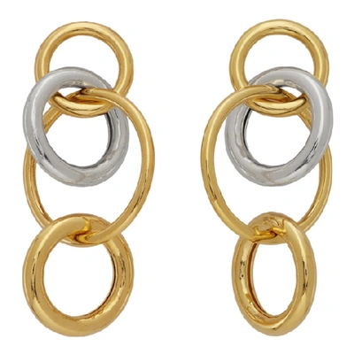Shop Numbering Gold And Silver 984 Hoop Earrings In Silver/gold