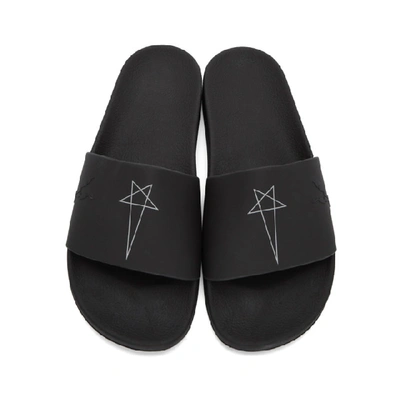 Shop Rick Owens Drkshdw Black Rubber Slides In 0908 Blk