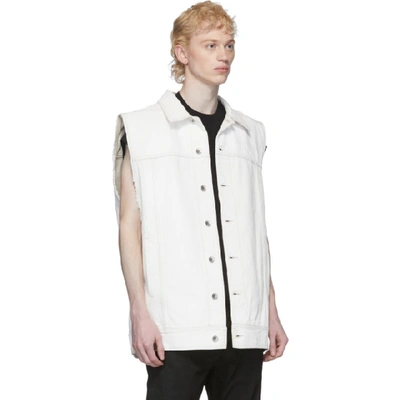 Shop Rick Owens Drkshdw White Denim Worker Vest In 01 White Wa