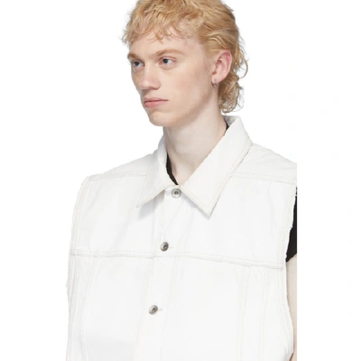 Shop Rick Owens Drkshdw White Denim Worker Vest In 01 White Wa