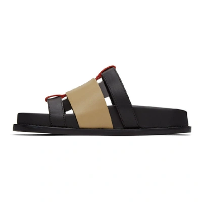 Shop Burberry Black And Beige Ellendale Flat Sandals In Black Archi