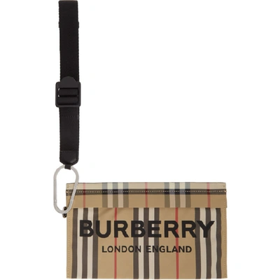 Shop Burberry Beige Vintage Check Pouch In Archive Beige