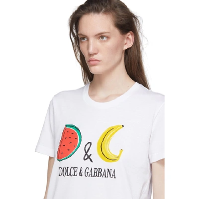 DOLCE AND GABBANA 白色 WATERMELON AND BANANA T 恤