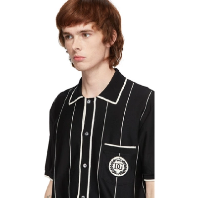 Shop Dolce & Gabbana Dolce And Gabbana Black Stretch Jersey Patch Shirt In S8051 Rigat