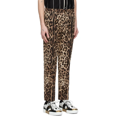 Shop Dolce & Gabbana Dolce And Gabbana Brown Leopard Print Trousers In Hk13m
