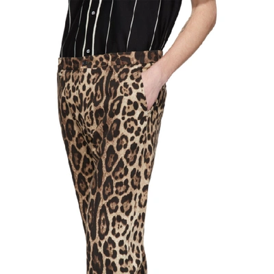Shop Dolce & Gabbana Dolce And Gabbana Brown Leopard Print Trousers In Hk13m