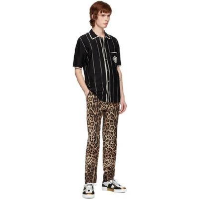 Shop Dolce & Gabbana Dolce And Gabbana Brown Leopard Print Trousers In Hk13m