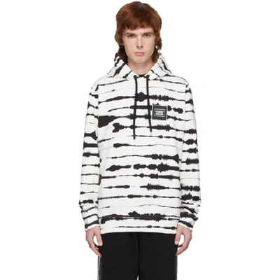 Shop Burberry White And Black Watercolor Hoodie In Monochrome