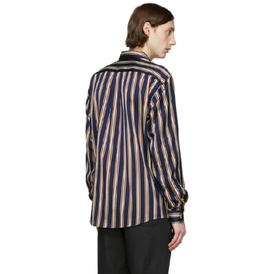 Shop Schnayderman’s Schnaydermans Navy And Off-white Striped Boxy Shirt In Nvy Snd Rst