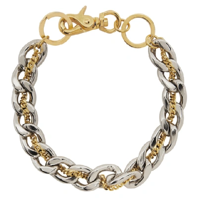 Shop Sacai Gold And Silver Chain Necklace In 955 Gold/si