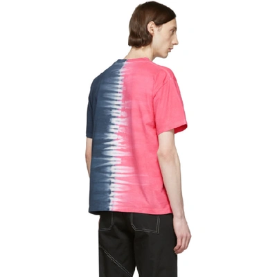 Shop Aries Pink And Blue Tie-dye Temple T-shirt In Blue/fushia