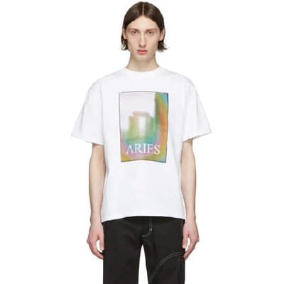 Shop Aries White Stonehenge Polaroid T-shirt