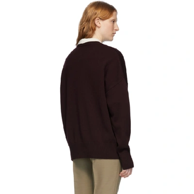 Shop Ami Alexandre Mattiussi Burgundy Ami De Coeur Sweater In 610 Bordeau