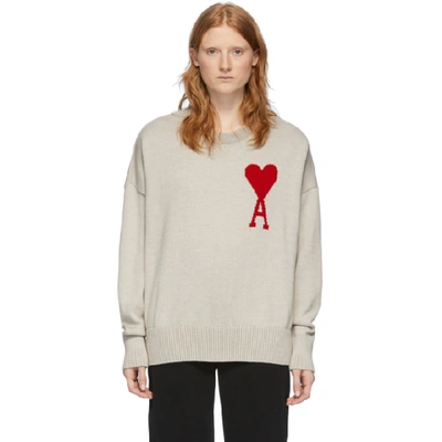 Shop Ami Alexandre Mattiussi Beige Ami De Coeur Sweater In 263 Argile