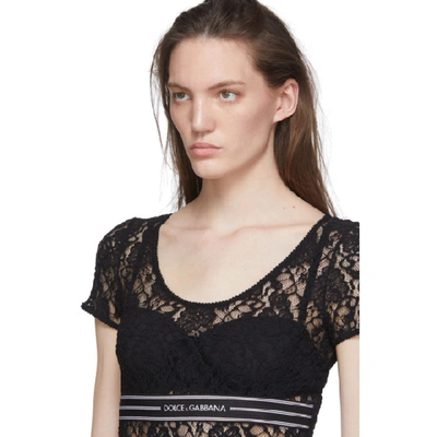 Shop Dolce & Gabbana Dolce And Gabbana Black Lace Band T-shirt In N0000 Black