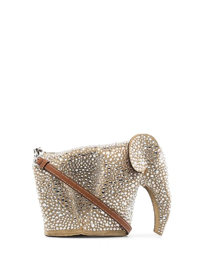 Shop Loewe Elephant Crystal-embellished Bag In Brown