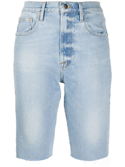 Frame Faded Denim Shorts In Blue