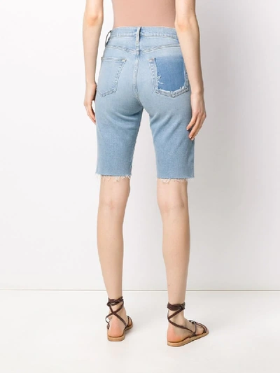 Frame Faded Denim Shorts In Blue