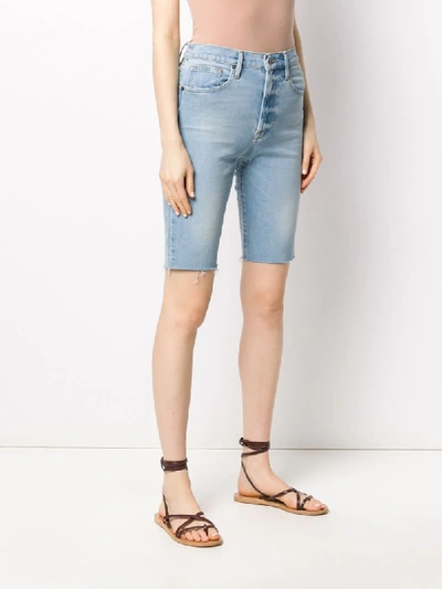 Frame Faded Denim Shorts In Blue