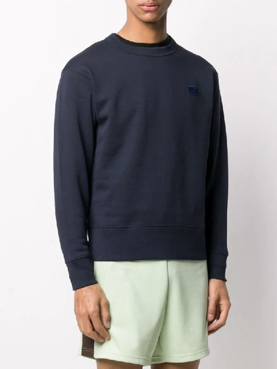 Shop Acne Studios Face Patch Sweatshirt In Blue