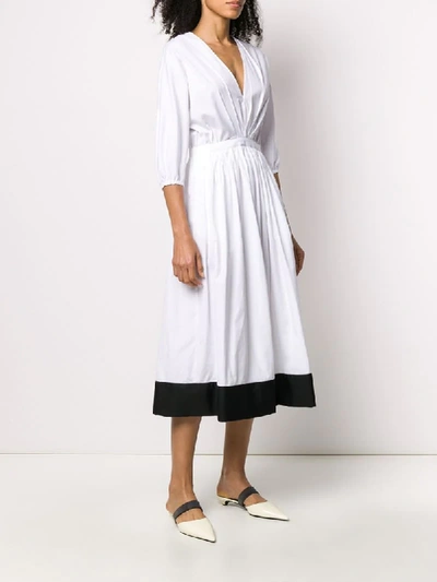Shop N°21 Contrast-hem V-neck Dress In White