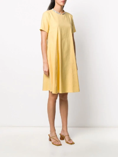 Shop Fabiana Filippi Chain Trim Flared Dress In Yellow