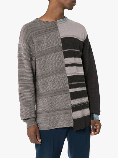 Shop Nulabel Reflector Contrast Striped Sweater In Grey