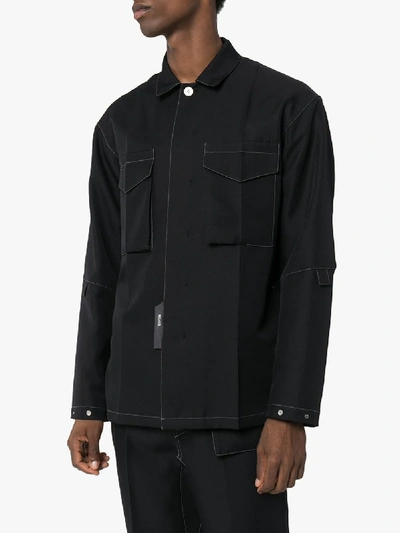 Shop Nulabel Buttoned Shirt Jacket In Black
