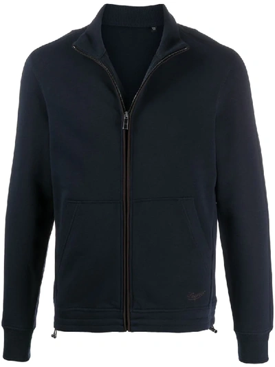 Shop Z Zegna Zip-up Logo Jacket In Blue