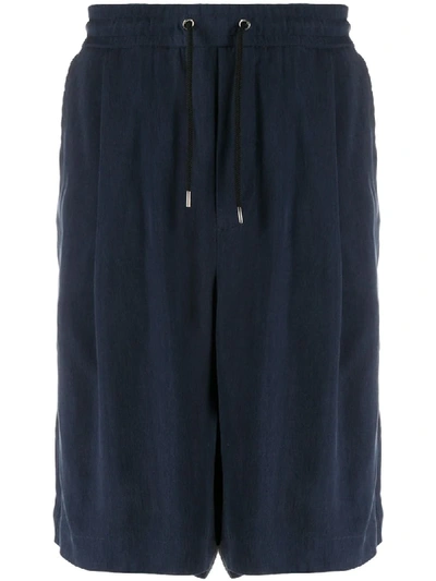 Shop Giorgio Armani Long Relaxed Shorts In Blue